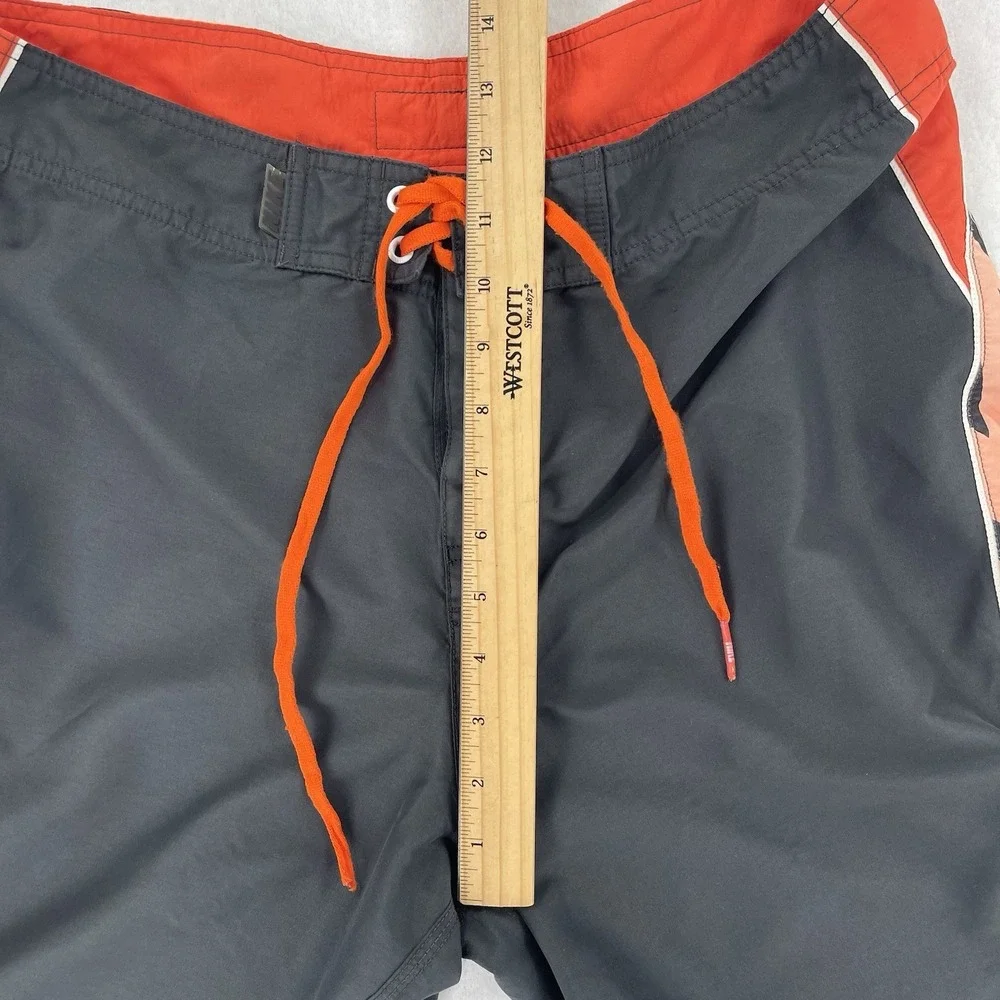 Vintage Y2K Nike Board Shorts Mens 32 Gray Orange Floral Surf Skater Swim Retro